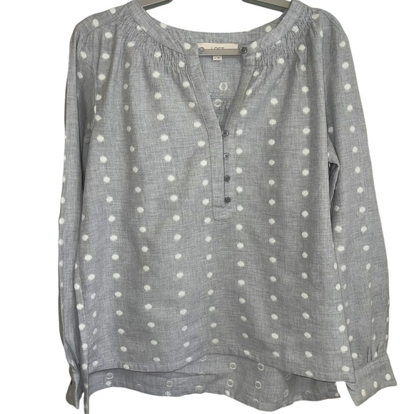LOFT Gray Long Sleeve Relaxed Blouse - Picture 1 of 4